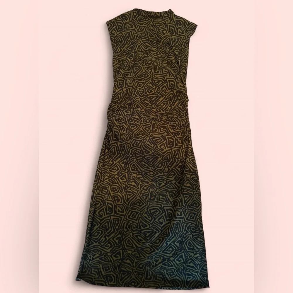 Proenza Schouler Green Black Abstract Stretch Bodycon Dress Mock Neck - Picture 7 of 14